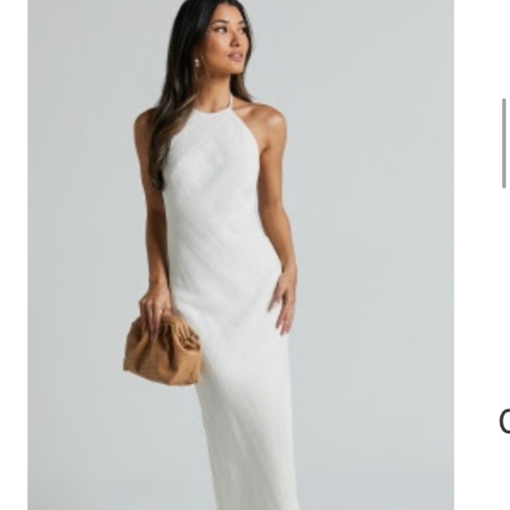 Showpo Linen White Halter Dress